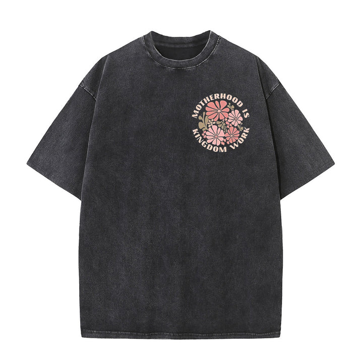 Christianartworkshop Motherhood Is Kingdom Work Unisex Washed T-Shirt - image 7