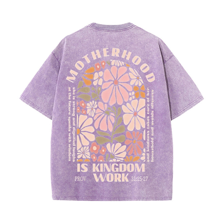 Christianartworkshop Motherhood Is Kingdom Work Unisex Washed T-Shirt - Purple - 5XL - image 4