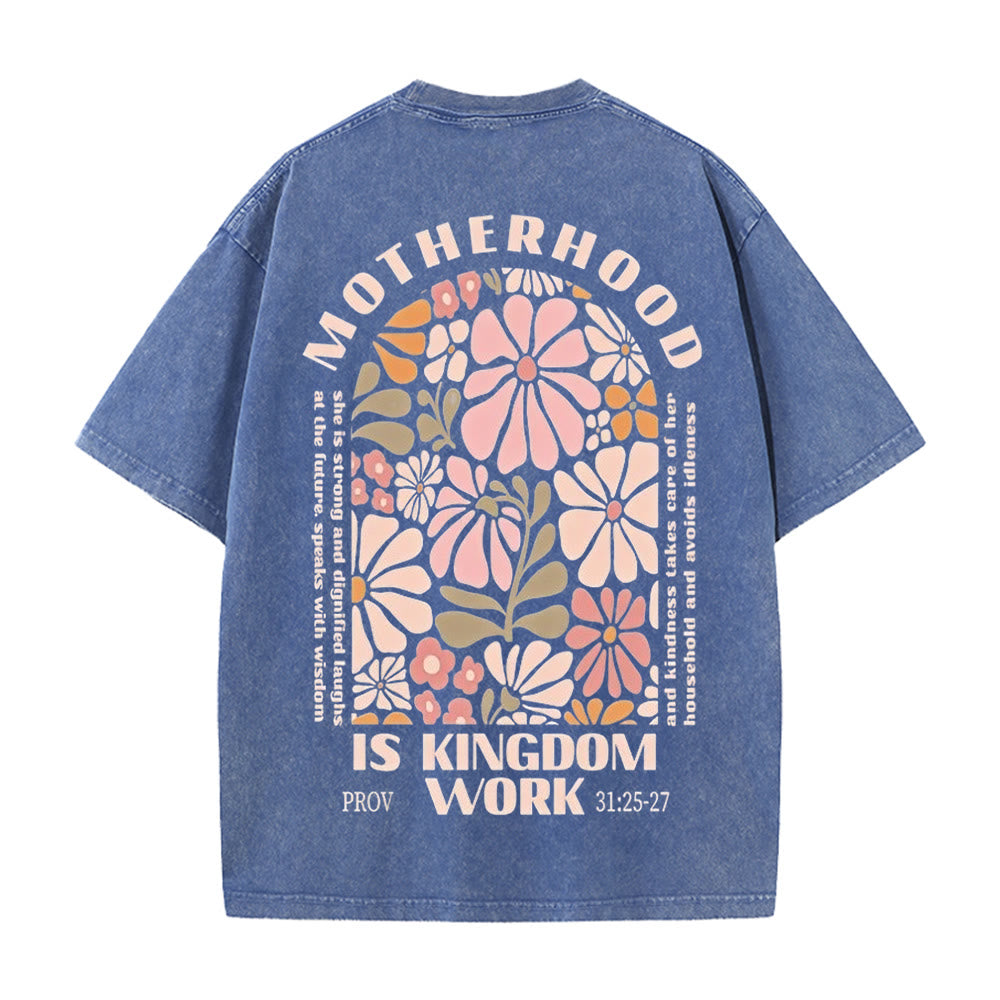 Christianartworkshop Motherhood Is Kingdom Work Unisex Washed T-Shirt - Blue - 5XL - image 18