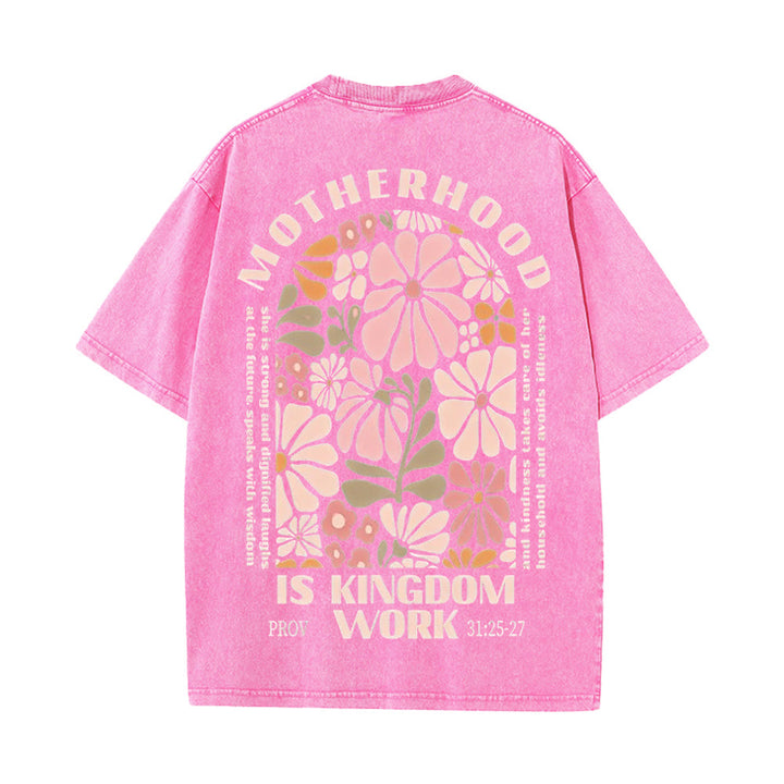 Christianartworkshop Motherhood Is Kingdom Work Unisex Washed T-Shirt - Pink - 5XL - image 16