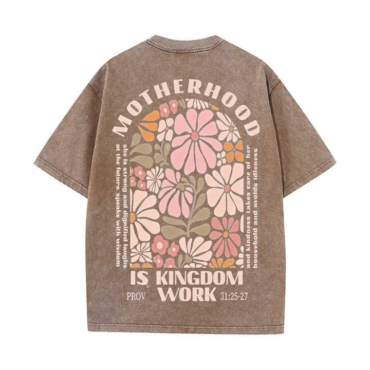 Christianartworkshop Motherhood Is Kingdom Work Unisex Washed T-Shirt - Coffee - 5XL - image 14
