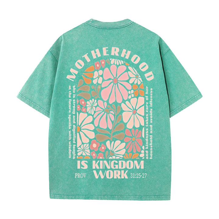 Christianartworkshop Motherhood Is Kingdom Work Unisex Washed T-Shirt - Green - 5XL - image 20