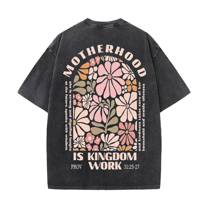 Christianartworkshop Motherhood Is Kingdom Work Unisex Washed T-Shirt - Black - 5XL - image 6