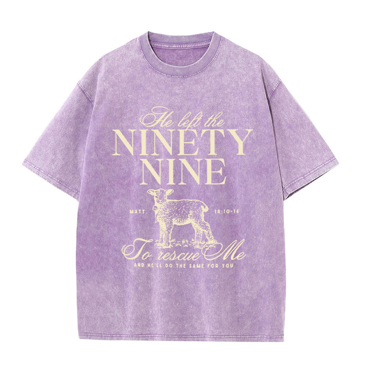 Christianartworkshop He Left The 99 To Rescues Me Unisex Washed T-Shirt - Purple - 5XL - image 8