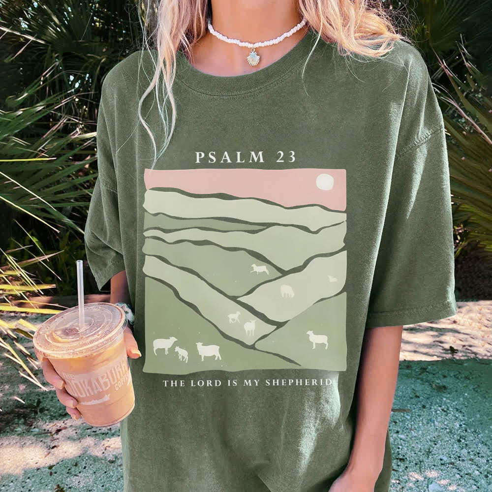Christianartworkshop The Lord Is My Shepherd Christian Unisex Washed T-Shirt - image 2
