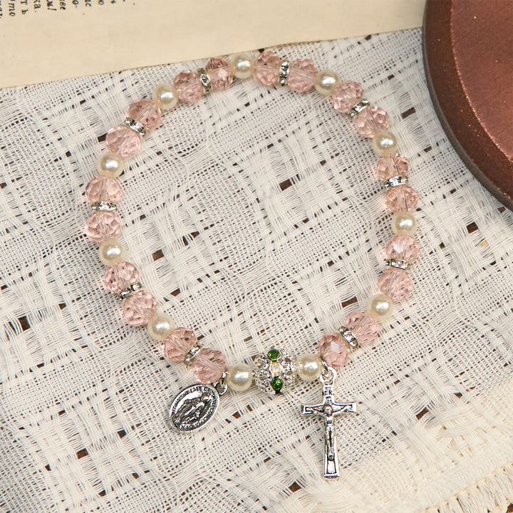 Christianartworkshop Modern Clear Crystal Stretch Braceletwith Crucifix & Miraculous Medal: Contemporary Faith Statement - image 17
