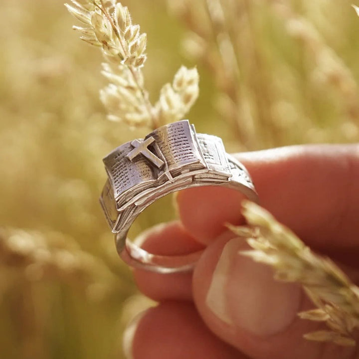Christianartworkshop Bible Ring with Cross: A Sacred Companion of Faith - Adjustable - image 1