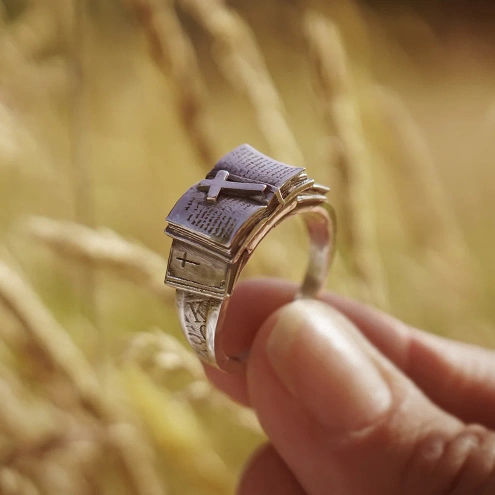 Christianartworkshop Bible Ring with Cross: A Sacred Companion of Faith - image 1