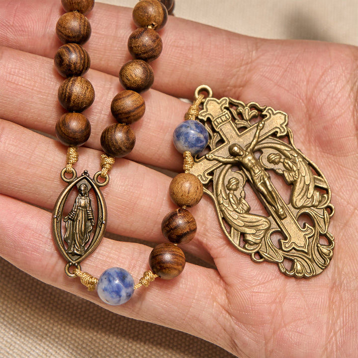 Christianartworkshop Virgin Mary & Crucifix of Wooden and Ceramics Beads Blessed Devotion Rosary - image 3