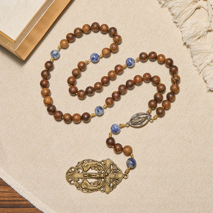 Christianartworkshop Virgin Mary & Crucifix of Wooden and Ceramics Beads Blessed Devotion Rosary - image 5