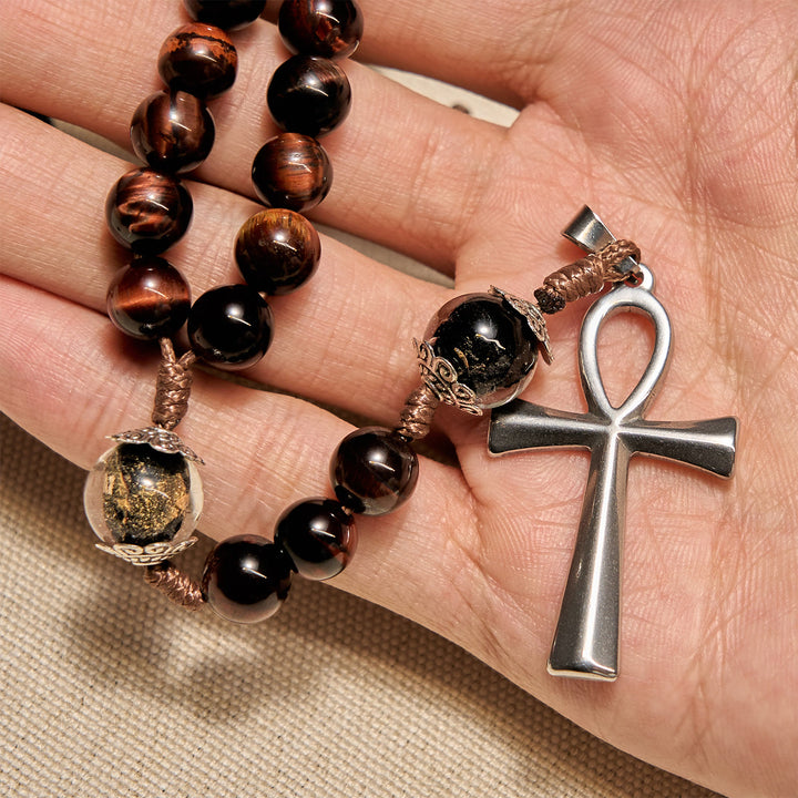 Christianartworkshop Wooden Beads Rosary & Necklace 2-in-1 with Ankh Cross: Adjustable Design, Endless Devotion - image 5