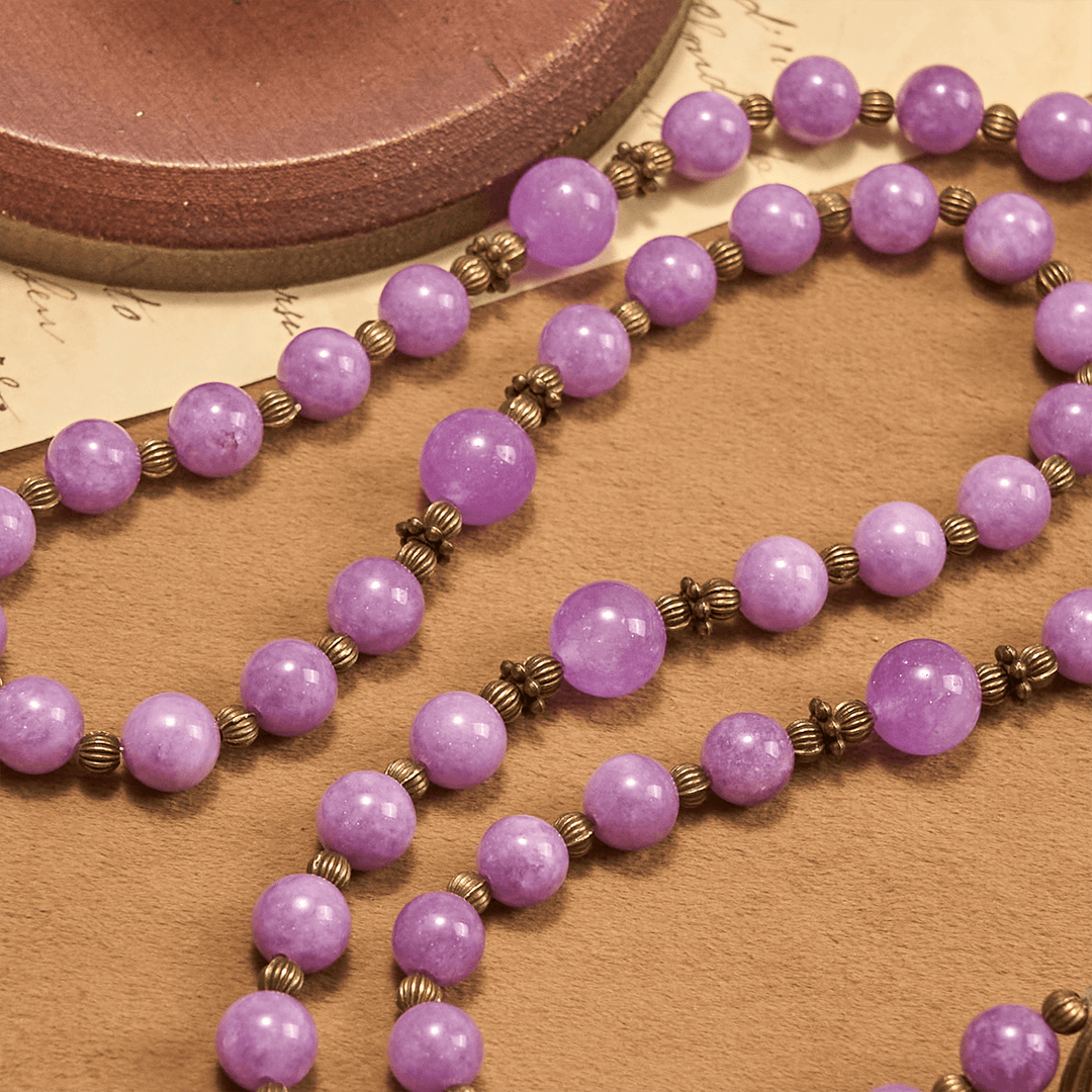 Christianartworkshop Thanksgiving Day: Purple Garnet Chalcedony Rosary with Crucifix & St. Benedict: Graceful Spiritual Bond - image 7