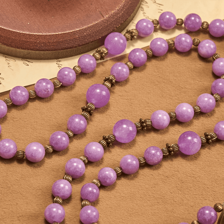 Christianartworkshop Thanksgiving Day: Purple Garnet Chalcedony Rosary with Crucifix & St. Benedict: Graceful Spiritual Bond - image 7