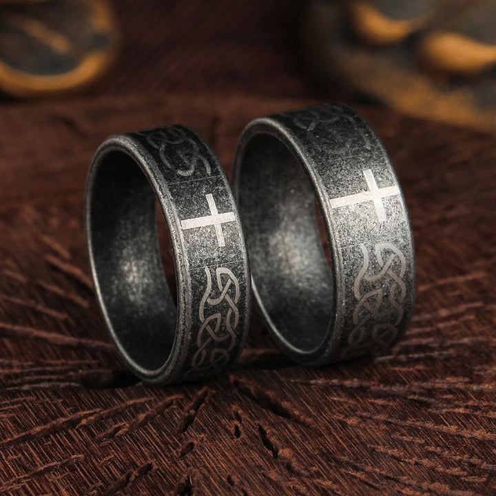 Christianartworkshop Artisanal Aged 925 Silver Ring with Celtic Knot & Cross: Expression of Faithful Identity - image 1