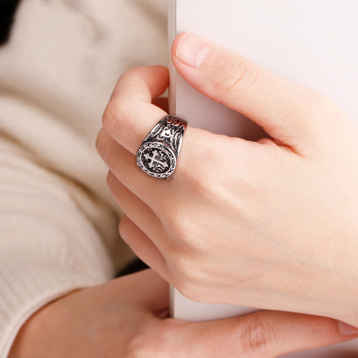 Christianartworkshop Classic 925 Silver Cross Ring with Ornate Patterns: Handmade Relic of Faith - image 3