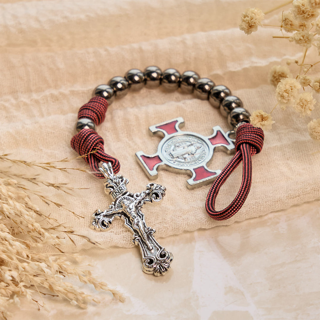 Christianartworkshop All-Place Portable Paracord Pocket Rosary with Crucifix & St. Benedict: Faith for Every Spot - image 6