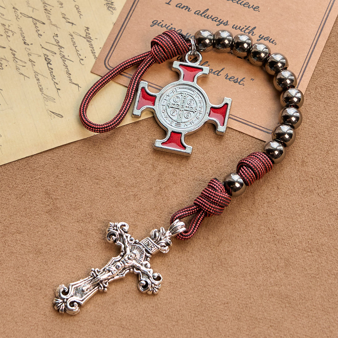 Christianartworkshop All-Place Portable Paracord Pocket Rosary with Crucifix & St. Benedict: Faith for Every Spot - image 4