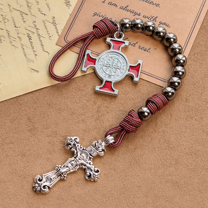 Christianartworkshop All-Place Portable Paracord Pocket Rosary with Crucifix & St. Benedict: Faith for Every Spot - image 4