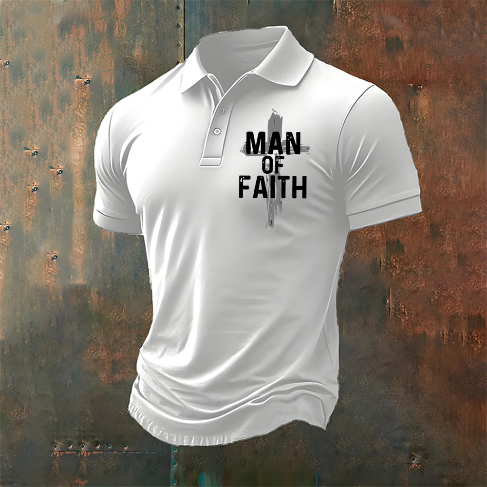 Christianartworkshop Man of Faith Christian Casual Polo Shirt - White - 4XL - image 2