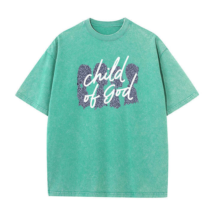 Christianartworkshop Child of God Unisex Washed T-Shirt - Green - 5XL - image 11