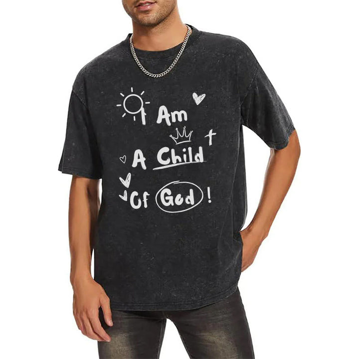 Christianartworkshop Vibrant Doodle Style I am a child of God Washed T-Shirt - image 4