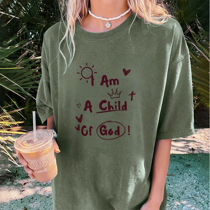 Christianartworkshop Vibrant Doodle Style I am a child of God Washed T-Shirt - image 6
