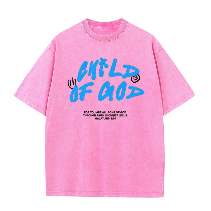 Christianartworkshop Vibrant Graffiti Style Child of God Unisex Washed T-Shirt - Pink - 5XL - image 12