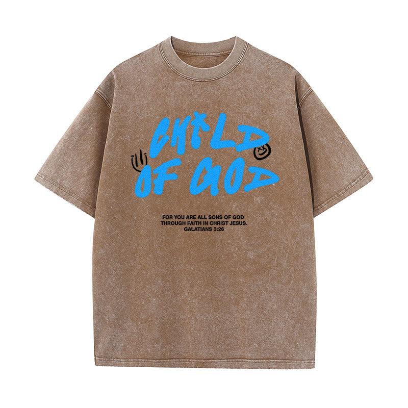 Christianartworkshop Vibrant Graffiti Style Child of God Unisex Washed T-Shirt - Coffee - 5XL - image 10