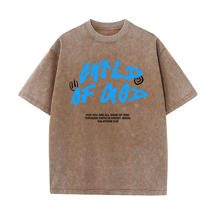 Christianartworkshop Vibrant Graffiti Style Child of God Unisex Washed T-Shirt - Coffee - 5XL - image 10