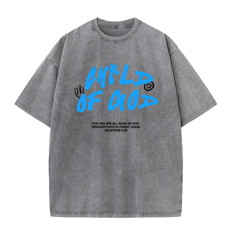 Christianartworkshop Vibrant Graffiti Style Child of God Unisex Washed T-Shirt - Grey - 5XL - image 6