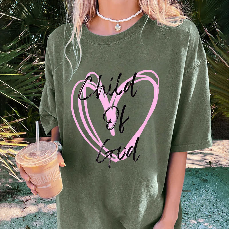 Christianartworkshop Romantic Child of God with Sacred Heart Unisex Washed T-Shirt - image 3