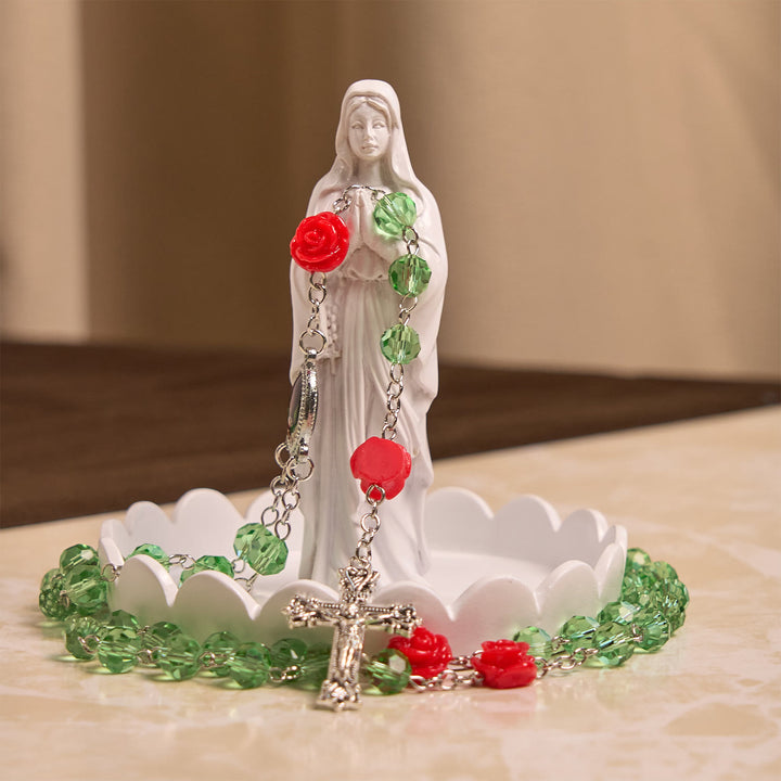 Christianartworkshop Handmade Floral Crystal Beads & Crucifix with Virgin Mary Medal Rosary: Blossom of Grace Elegance - image 4
