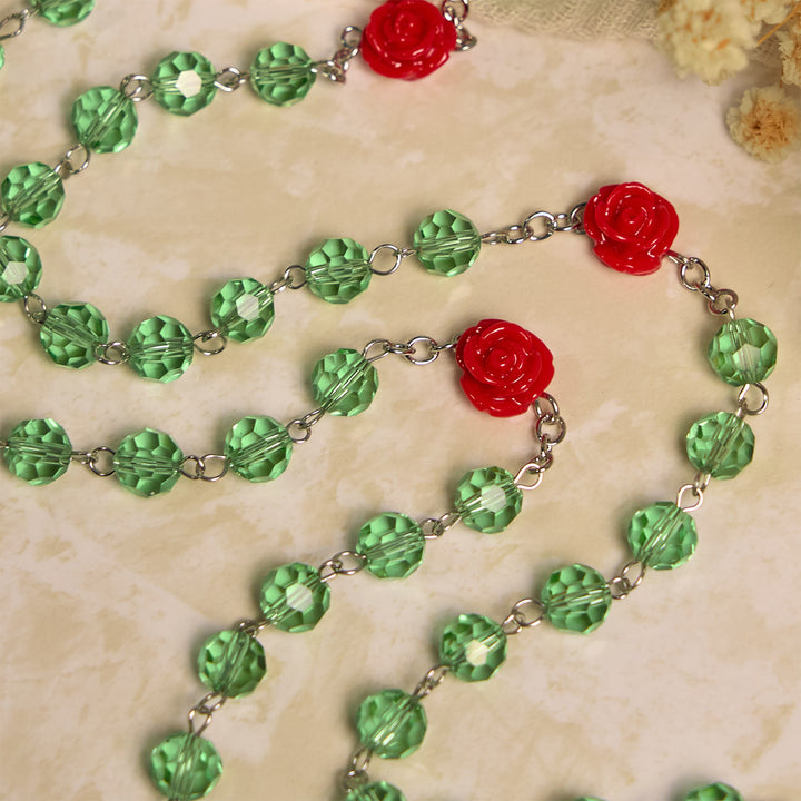 Christianartworkshop Handmade Floral Crystal Beads & Crucifix with Virgin Mary Medal Rosary: Blossom of Grace Elegance - image 6