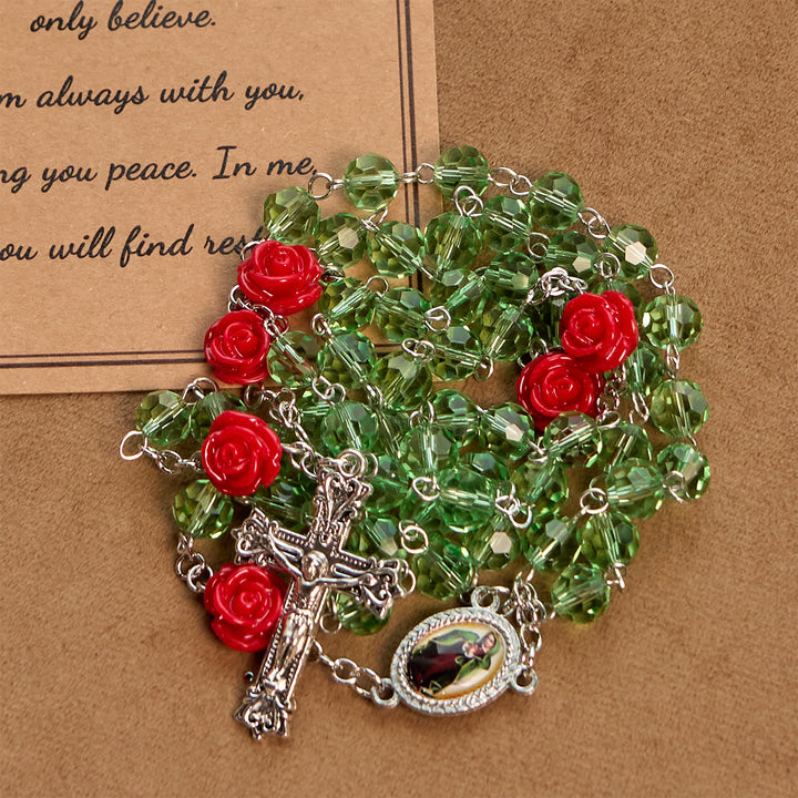 Christianartworkshop Handmade Floral Crystal Beads & Crucifix with Virgin Mary Medal Rosary: Blossom of Grace Elegance - image 7