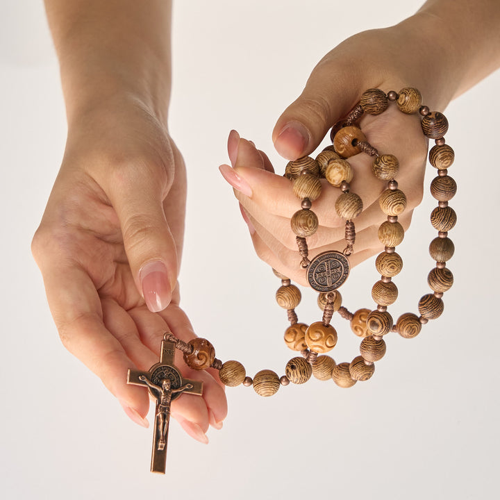Christianartworkshop Divine Olive Wood Rosary Adorned with St. Benedict Medal & Crucifix: Sacred Devotion - image 7