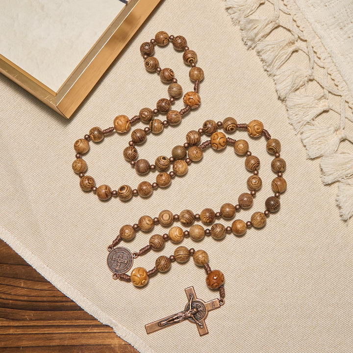 Christianartworkshop Divine Olive Wood Rosary Adorned with St. Benedict Medal & Crucifix: Sacred Devotion - image 3