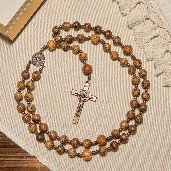 Christianartworkshop Divine Olive Wood Rosary Adorned with St. Benedict Medal & Crucifix: Sacred Devotion - image 4