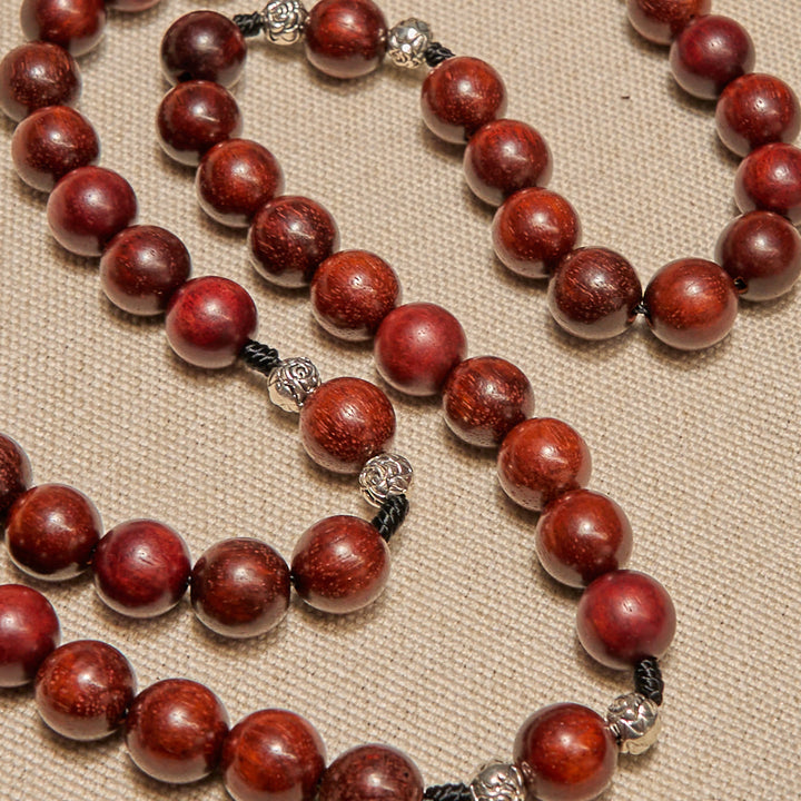 Christianartworkshop Red Wood and Rose Beads Rosary with Miraculous Medal: Embrace Divine Grace and Protection - image 6