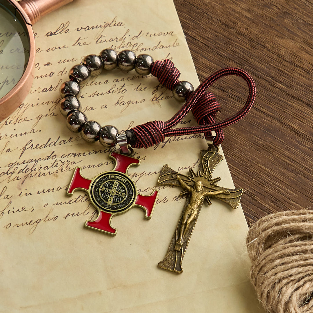 Christianartworkshop Chic Portable Pocket Rosary with Golden St. Benedict Medal & Crucifix: Carry Divine Protection Anywhere - image 2