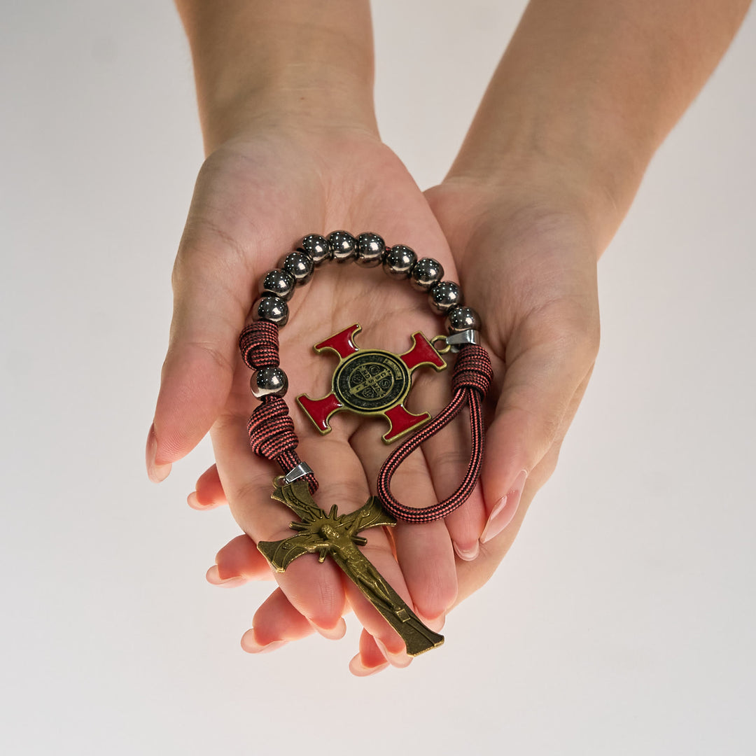 Christianartworkshop Chic Portable Pocket Rosary with Golden St. Benedict Medal & Crucifix: Carry Divine Protection Anywhere - image 1