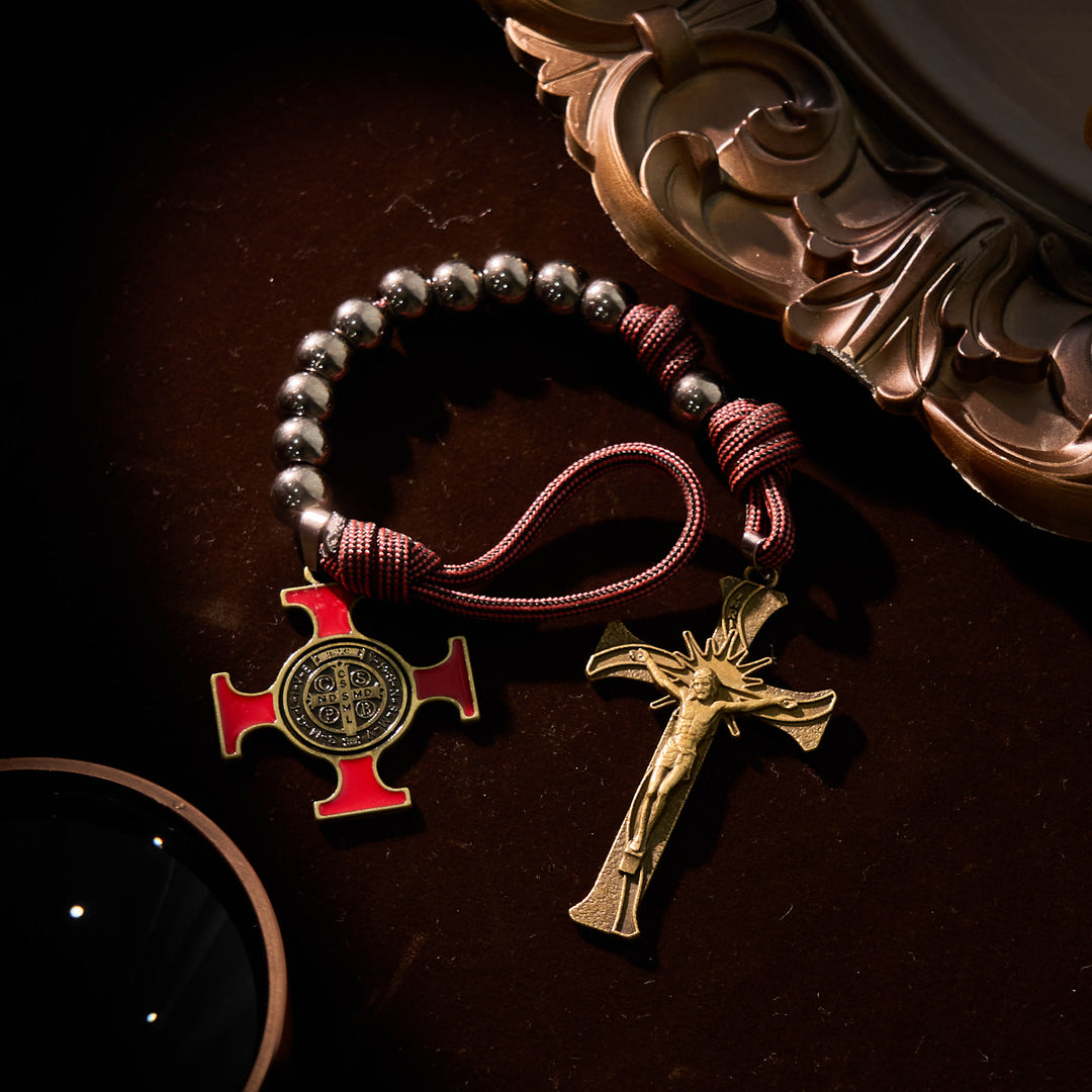 Christianartworkshop Chic Portable Pocket Rosary with Golden St. Benedict Medal & Crucifix: Carry Divine Protection Anywhere - image 5