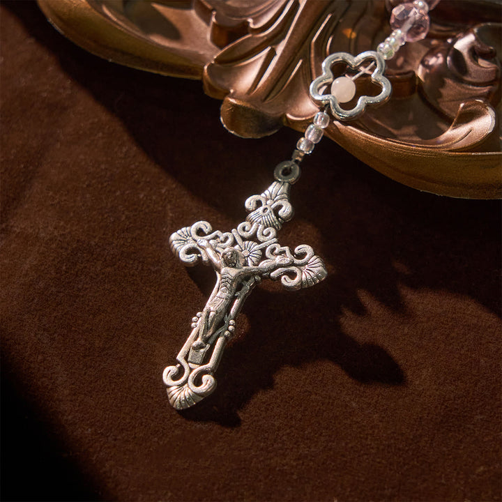 Christianartworkshop Jesus Is The Gift: Handmade Elegant Pink Crystal Rosary with 3D Rose Beads with Gift Card - image 10