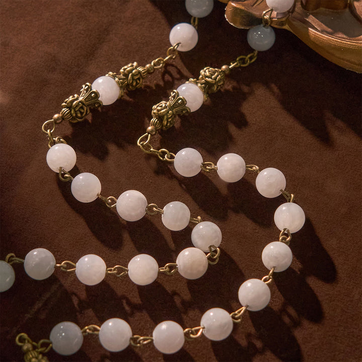 Christianartworkshop Rosary with Light Blue Jade Beads and Brass - Toned Accents: Your Path to Divine Communion - image 6