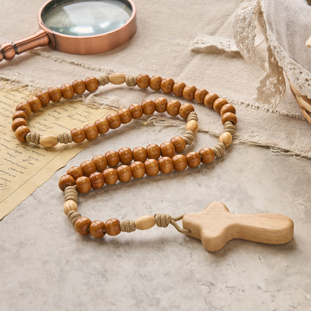 Christianartworkshop PRAYERFUL FAITH: Handmade Minimalist Olive Wood Rosary with Gift Card - image 7