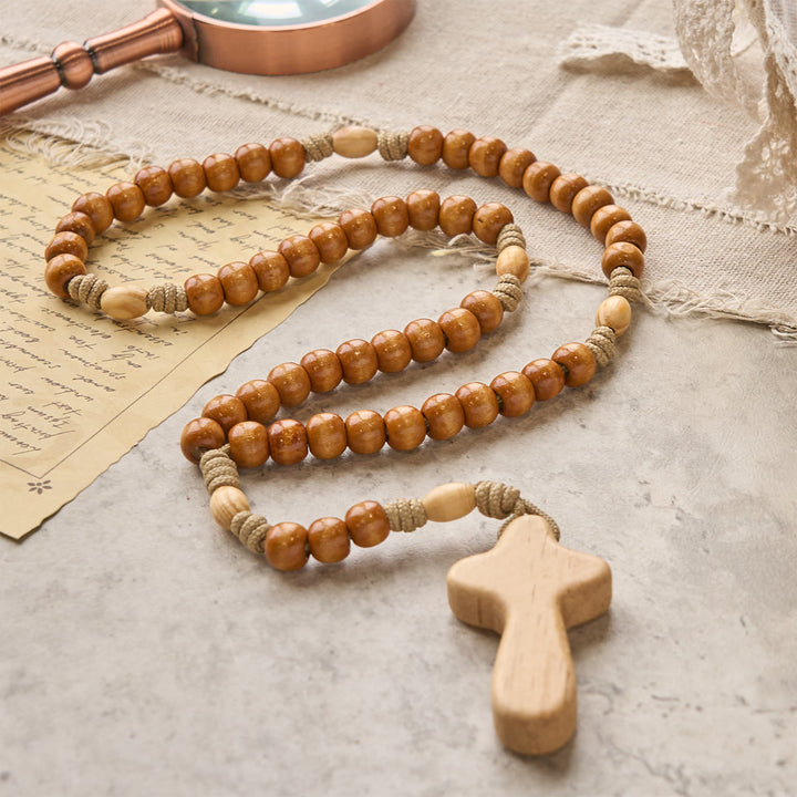 Christianartworkshop PRAYERFUL FAITH: Handmade Minimalist Olive Wood Rosary with Gift Card - image 8