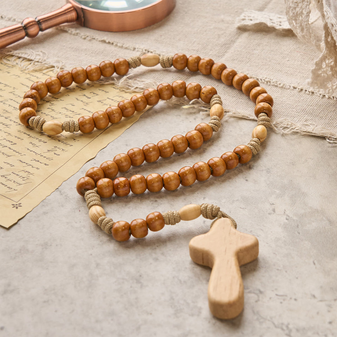 Christianartworkshop PRAYERFUL FAITH: Handmade Minimalist Olive Wood Rosary with Gift Card - image 7