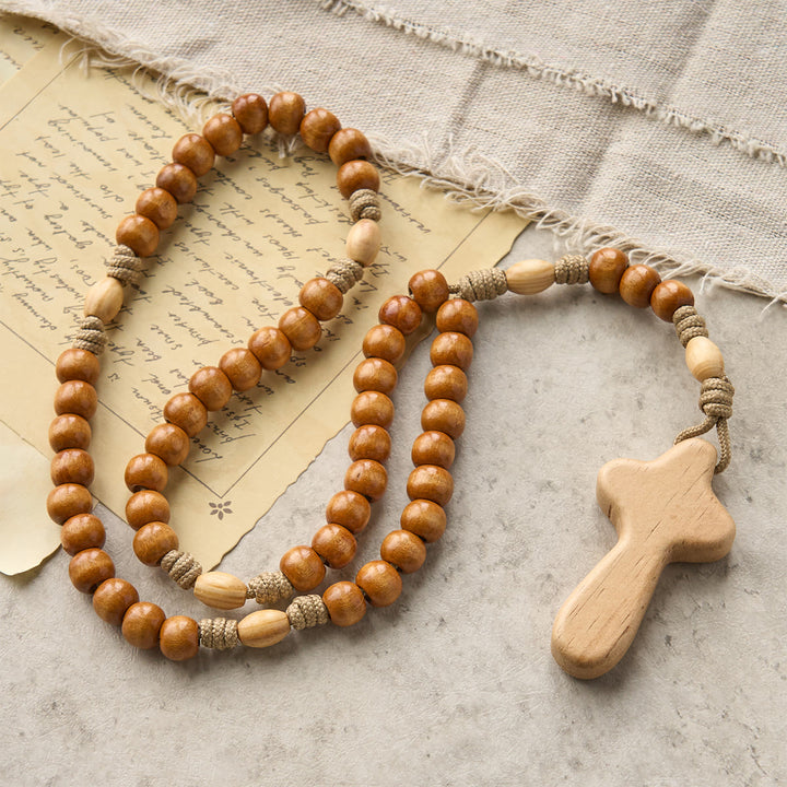 Christianartworkshop PRAYERFUL FAITH: Handmade Minimalist Olive Wood Rosary with Gift Card - image 5