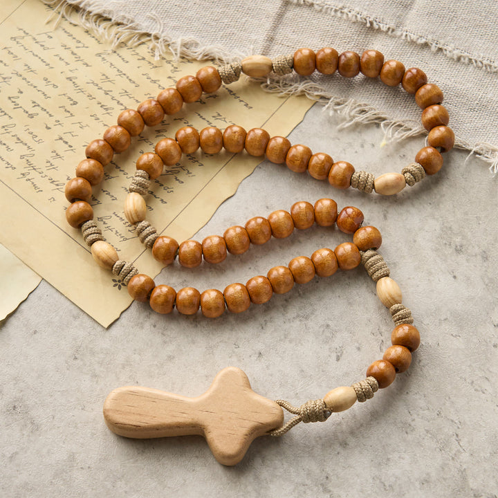 Christianartworkshop PRAYERFUL FAITH: Handmade Minimalist Olive Wood Rosary with Gift Card - image 6