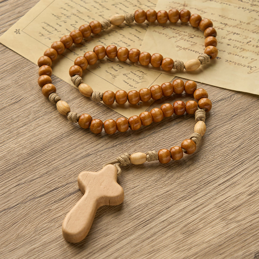 Christianartworkshop PRAYERFUL FAITH: Handmade Minimalist Olive Wood Rosary with Gift Card - image 4