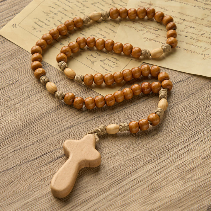 Christianartworkshop PRAYERFUL FAITH: Handmade Minimalist Olive Wood Rosary with Gift Card - image 4